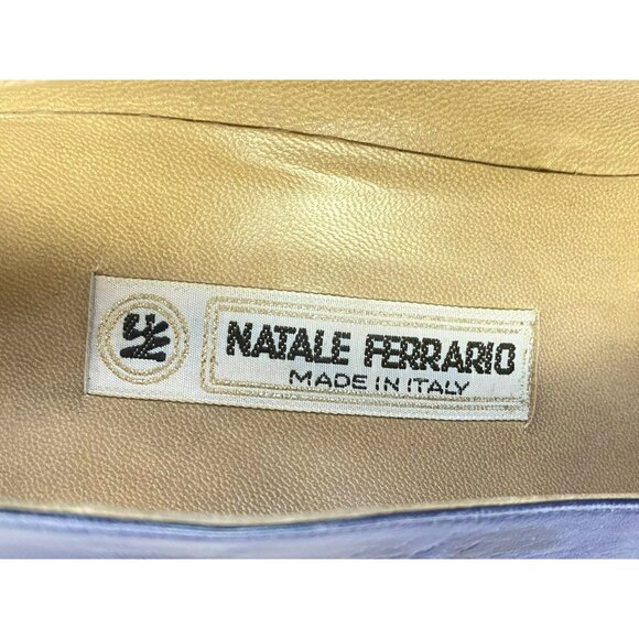 Vintage Natale Ferrario Heels Purple Embossed Leather Snakeskin Size 39 1/2Italy - Picture 6 of 9